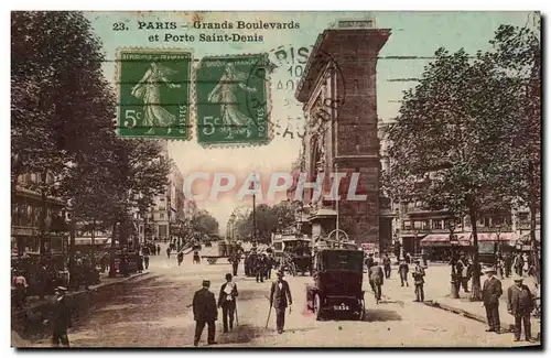 Cartes postales Paris Grands Boulevards et Porte Saint Denis