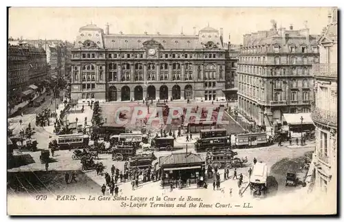 Ansichtskarte AK Paris La Gare Saint Lazare et la Cour de Rome St Lazare Terminus and the Rome Court