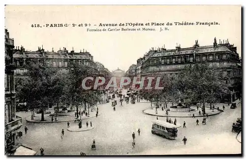 Cartes postales Paris Avenue de l Opera et Place du Theatre Francais