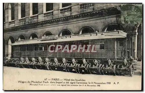 Cartes postales Paris hotel des Invalides Wagon du Marechal Foch dans lequel a ete signe I armistice le ll Novem