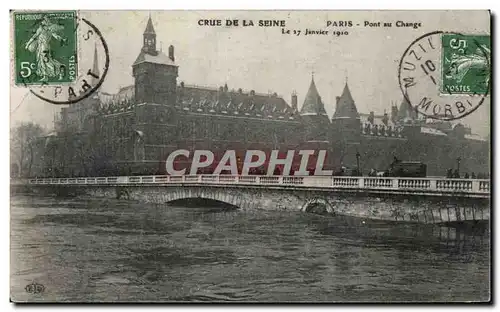 Ansichtskarte AK Crue De La Seine Paris Pont au Change Le 27 Janvier 1910