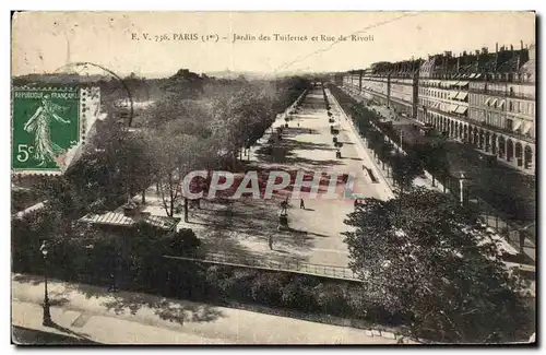 Cartes postales Paris Jardin des Tuileries et Rue de Rivoli