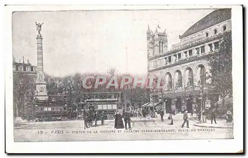 Ansichtskarte AK Paris Statue De La Victoire Et Theatre Sarah Bernhardt Place Du Chatelet