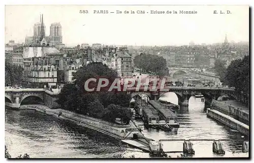 Ansichtskarte AK Paris Ile de la Cite Ecluse de la Monnaie Notre Dame Peniches