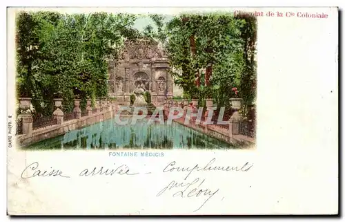 Cartes postales Chololat de la Cie Coloniale Fontaine Medicis Paris