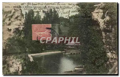 Cartes postales Paris Buttes Chaumont Entre les Rochers