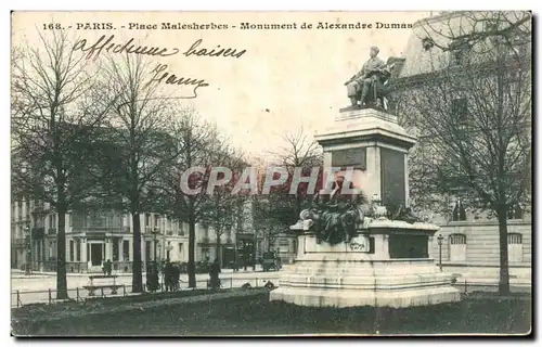 Cartes postales Paris Place Malesherbes Monument de Alexandre Dumas