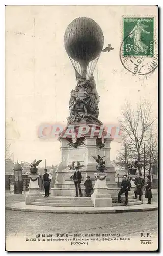 Ansichtskarte AK Paris Monument de Bartholdi eleve a la memotre des Aeronautes du Siege de Paris Ballon Dirigeabl