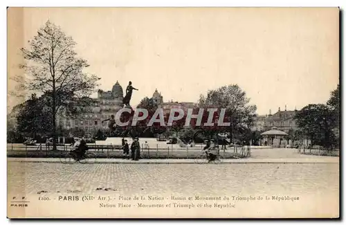 Ansichtskarte AK Paris Place de la Nation Bassin et Monument du Triomphe de la Republique Nation Place