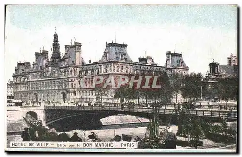 Cartes postales Hotel De Ville Edite par le Bon Marche Paris Marche aux fleurs