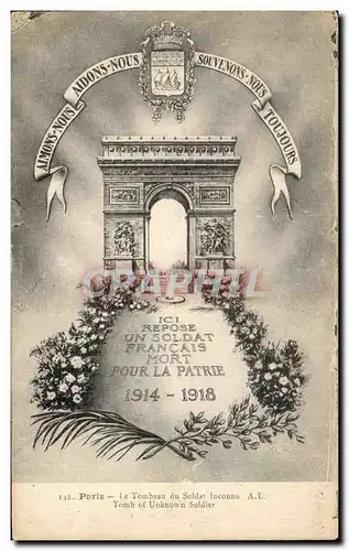 Cartes postales Paris Le Tombeau du Soldat Inconnu A L Tomb of Unknown Soldier Arc de TRiomphe