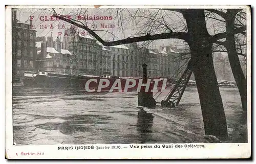 Cartes postales Paris Inonde Vue Paris du Quai des Orfevres Inondations