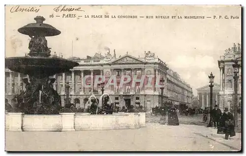 Cartes postales Paris La Place De La Concorde Rue Royale Et La Madeleine P P C Paris