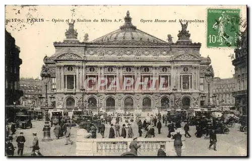 Cartes postales Paris Opera et la Station du Metro A P Opera House and Metropolitan