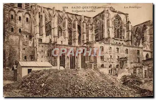 Ansichtskarte AK Saint Quentin en ruines St Quentin basilica La Basilique militaria