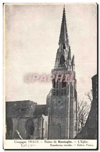 Cartes postales Campagne 1914 15 Ruines de Boesinghe L Eglise Reptoducation interdite Editeur Veracx