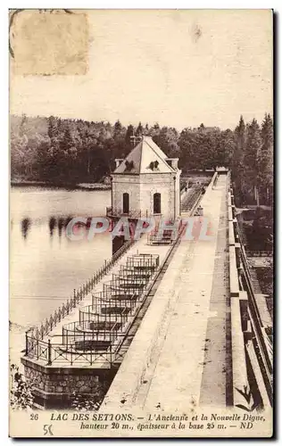 Cartes postales Lac Des Settons L Ancienne et la Nouvelle Digne hauteur 20m epaisseur a la base 25m