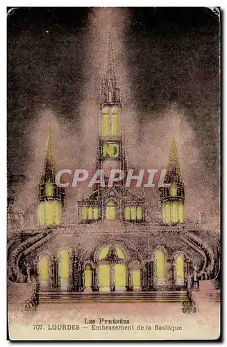 Cartes postales Les Pyrenees Lourdes Embrasement de la Basilique