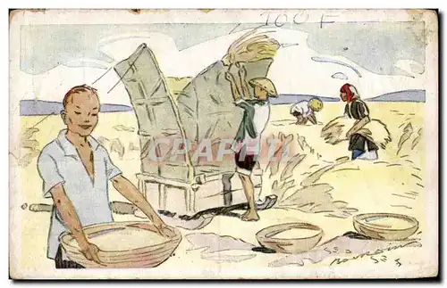 Cartes postales Le Riz D Indo Chine S Battage du riz