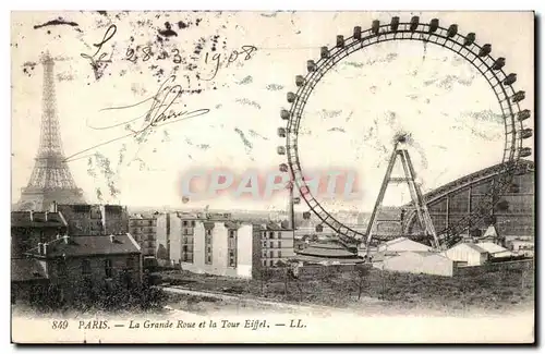 Cartes postales Paris La Grande Roue et la Tour Eiffel