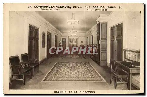 Cartes postales La Confiance Incendie 26 28 Rue Drouot Paris Galerie De La Direction