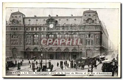 Cartes postales Paris La Gare Saint Lazare Cote de la Cour du Havre et la Rue d Amsterdam