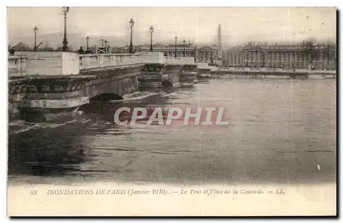 Cartes postales Inondations De Paris Le Pont et Place de la Concorde