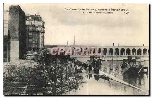 Ansichtskarte AK La Crue de la Seine Vers le Viaduc d Auteuil Tour Eiffel