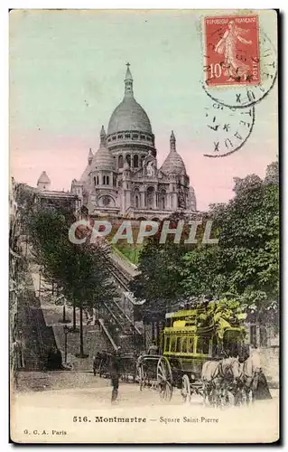 Ansichtskarte AK Montmartre square Saint Pierre Paris Caleche Sacre Coeur