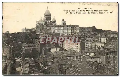 Cartes postales Paris Vue Generale de la Butte Montmartre et de la Basilique du Sacre Coeur