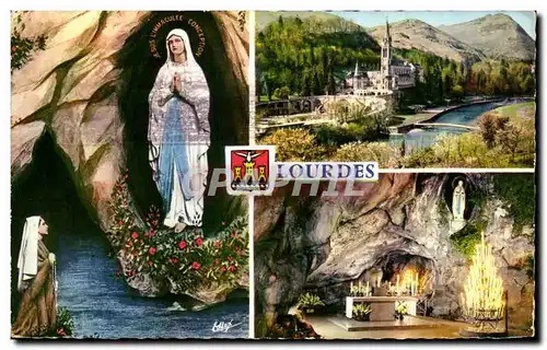 Cartes postales Lourdes L Apparition La Basilique La Grotte