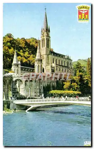 Cartes postales Lourdes La Basilique le Gave e les nouveaux ponts