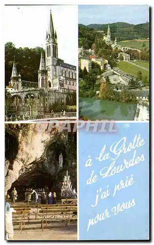 Cartes postales moderne Lourdes Le Gave et la Basilique La Basilique La Grotte