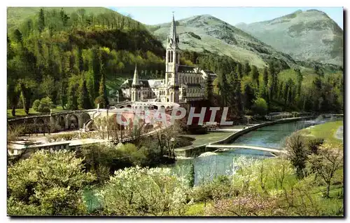 Moderne Karte Lourdes La Basilique le Gave et les nouveaux Ponts