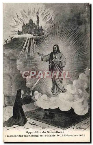 Cartes postales Apparition du Sacre Coeur a la Bienheureuse Marguevite Marie le 16 Decembre 1673