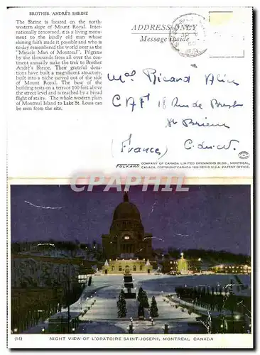 Cartes postales Night View Of L Oratoire Saint Joseph Montreal Canada