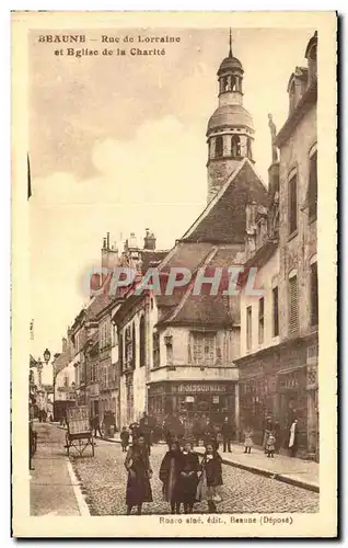 Cartes postales Beaune Rue de Lorraine et eglise de la charite Enfants