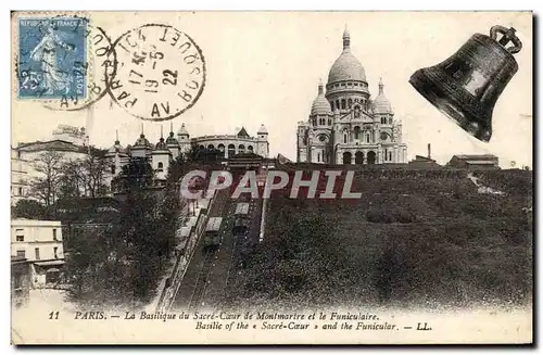 Cartes postales Paris La Basilique du Sacre Coeur de Montmartre et le Funiculaire Basilic of the Sacre Coeur and