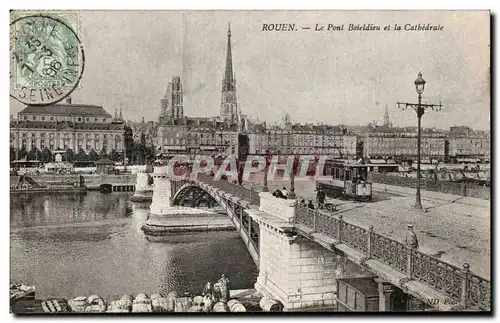 Ansichtskarte AK Rouen Le Pont Boieldieu et la Cathedrale Tramway