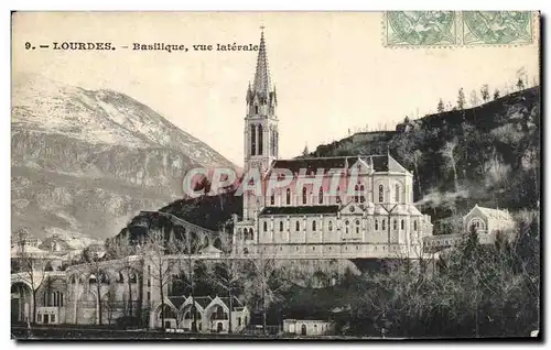 Cartes postales Lourdes Basilique Vue laterale