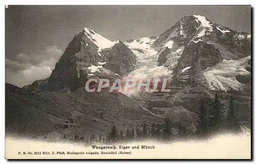 Ansichtskarte AK Wengernalp Eiger und Monch Suisse