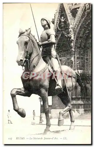 Cartes postales Reims La Statue de Jeanne d Arc Cheval Horse