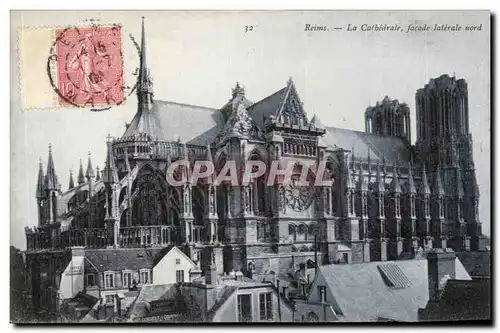 Ansichtskarte AK Reims La Cathedrale Facade Laterale Nord