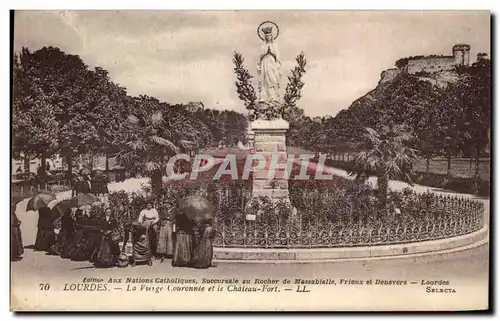 Cartes postales Lourdes La Vierge Couronnee et le Chateau Fort