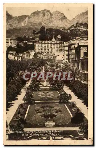 Cartes postales Menton Le Jardin Public et les Montagnes de St Agnes