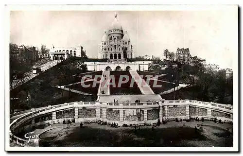 Cartes postales Paris Et Ses Merveilles Sacre Coeur et Escalier Monumental Montmartre