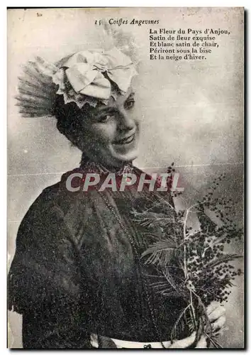 Cartes postales Coiffes Angevines La Fleur du Pays d Anjou Satin de fleur exquiseFolklore