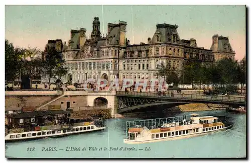 Cartes postales Paris L Hotel de Ville et le Pont d Arcole Peniches