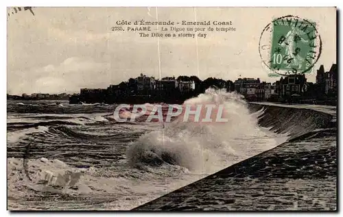 Cartes postales Cote d Emeraude Emerald Coast Parme La Digue un jour de tempete The Dike on a Stormy day