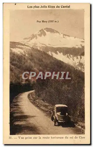 Cartes postales Les Plus Jolis Sites du Cantal Vue prise sur la route tortueuse du col de Cere